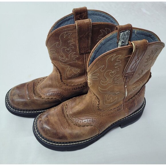 Ariat Shoes - Ariat Fatbaby Womens US 7.5 B Saddle In Brown White Leather Cowboy Western Boots